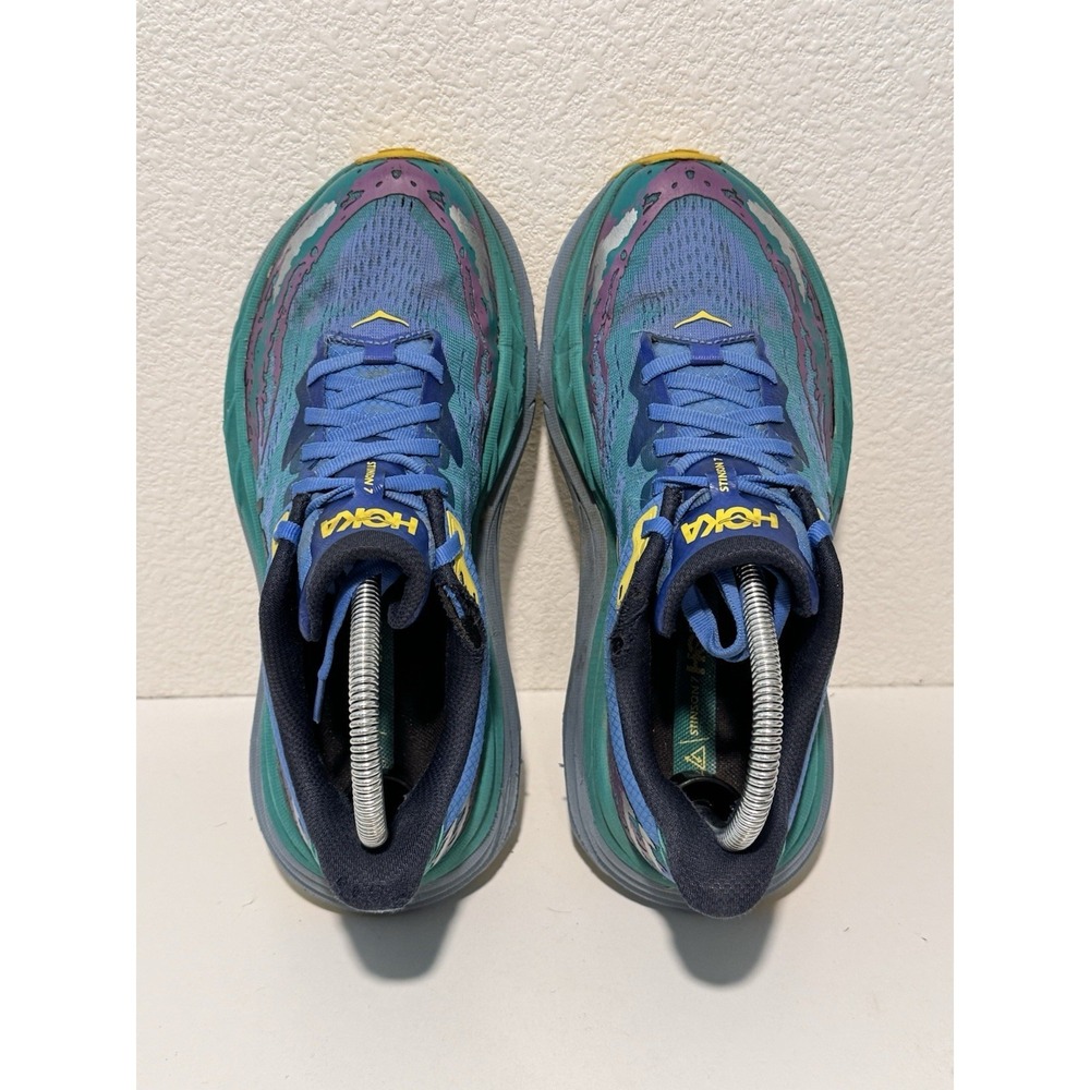 Hoka One Stinson 7 Trail Running Shoe Sz 8 Virtual Blue Tech Green 114153 - Picture 8 of 14